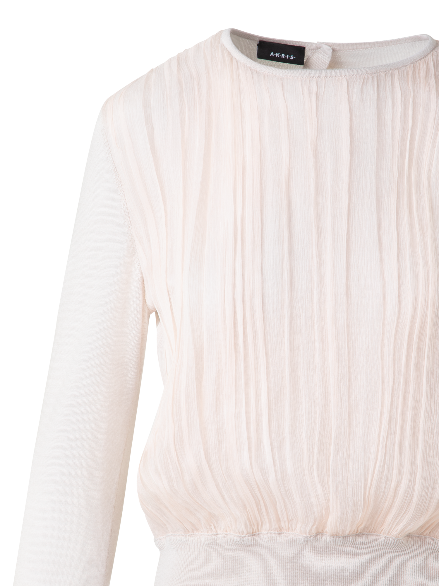 Designer Sweater with Silk Chiffon Front - neutral - pastel - beige