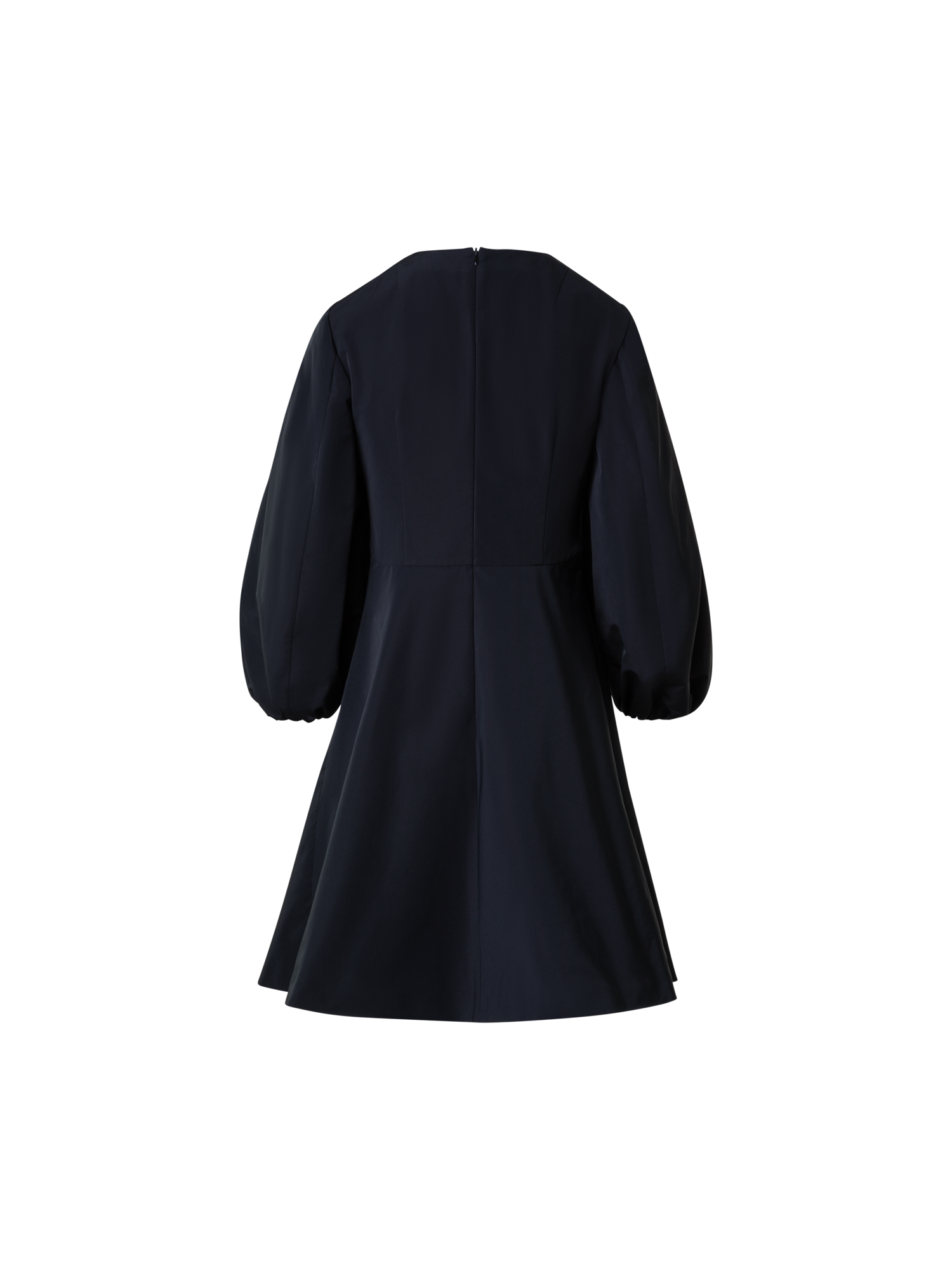 Designer Flared Dress With Volume Sleeves - black