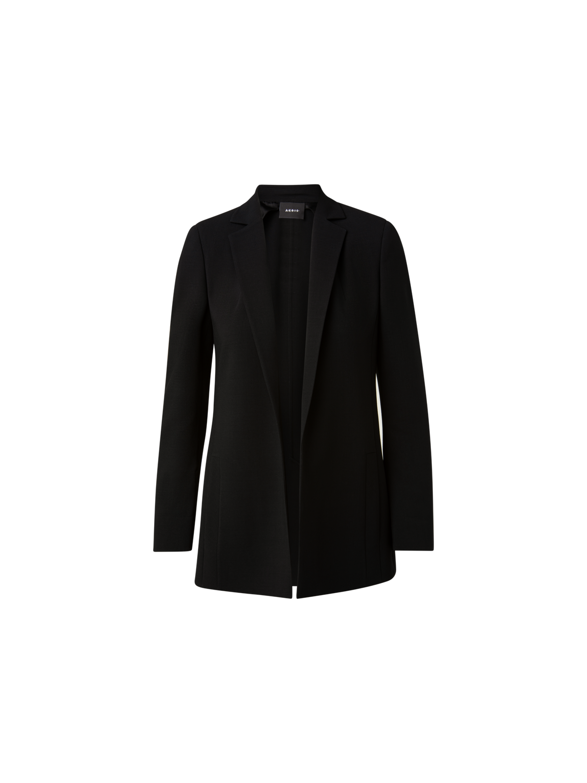 Designer Wool Double-Face Blazer with Elongated Lapel - black