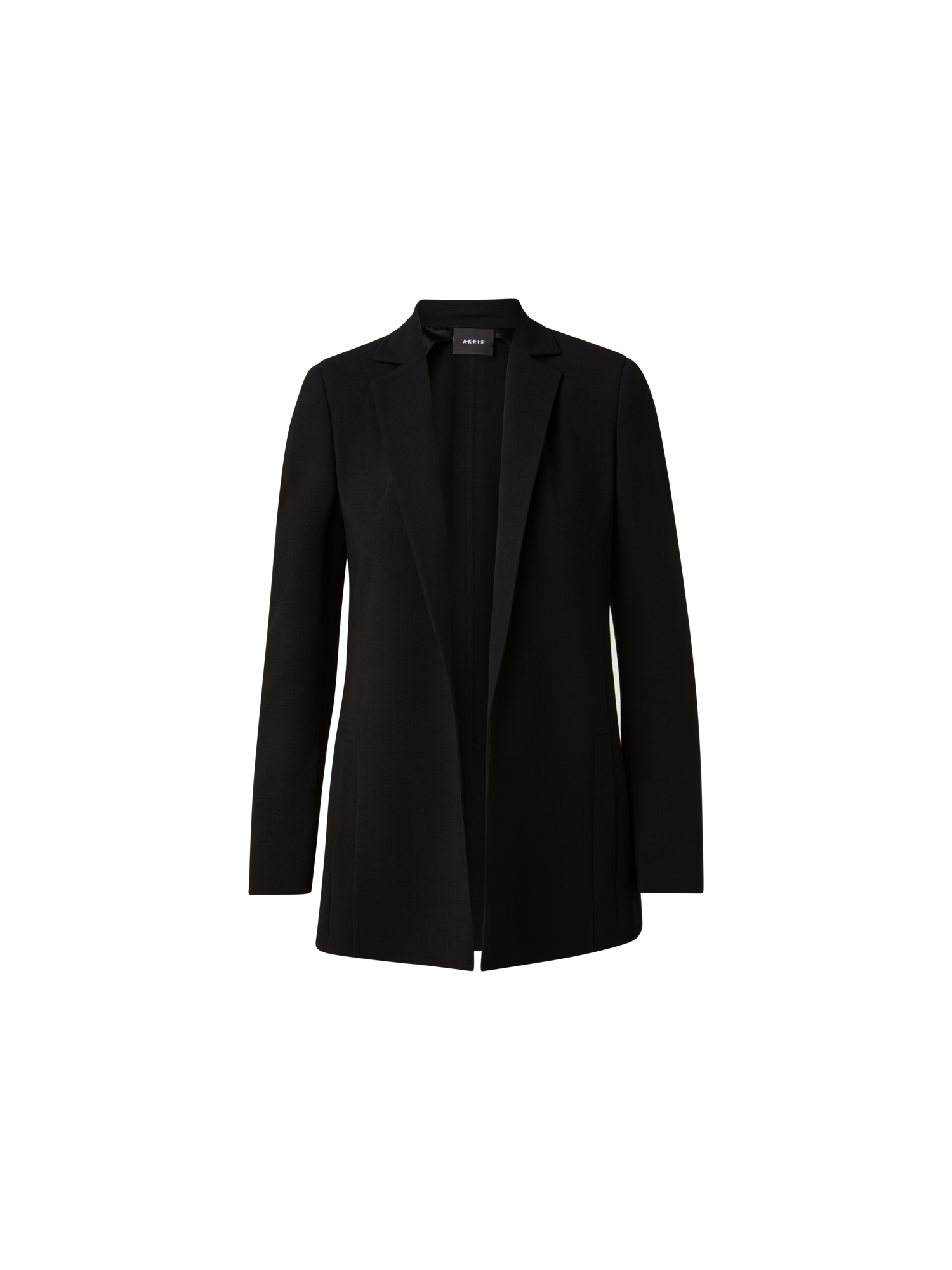 Designer Wool Double-Face Blazer with Elongated Lapel - black