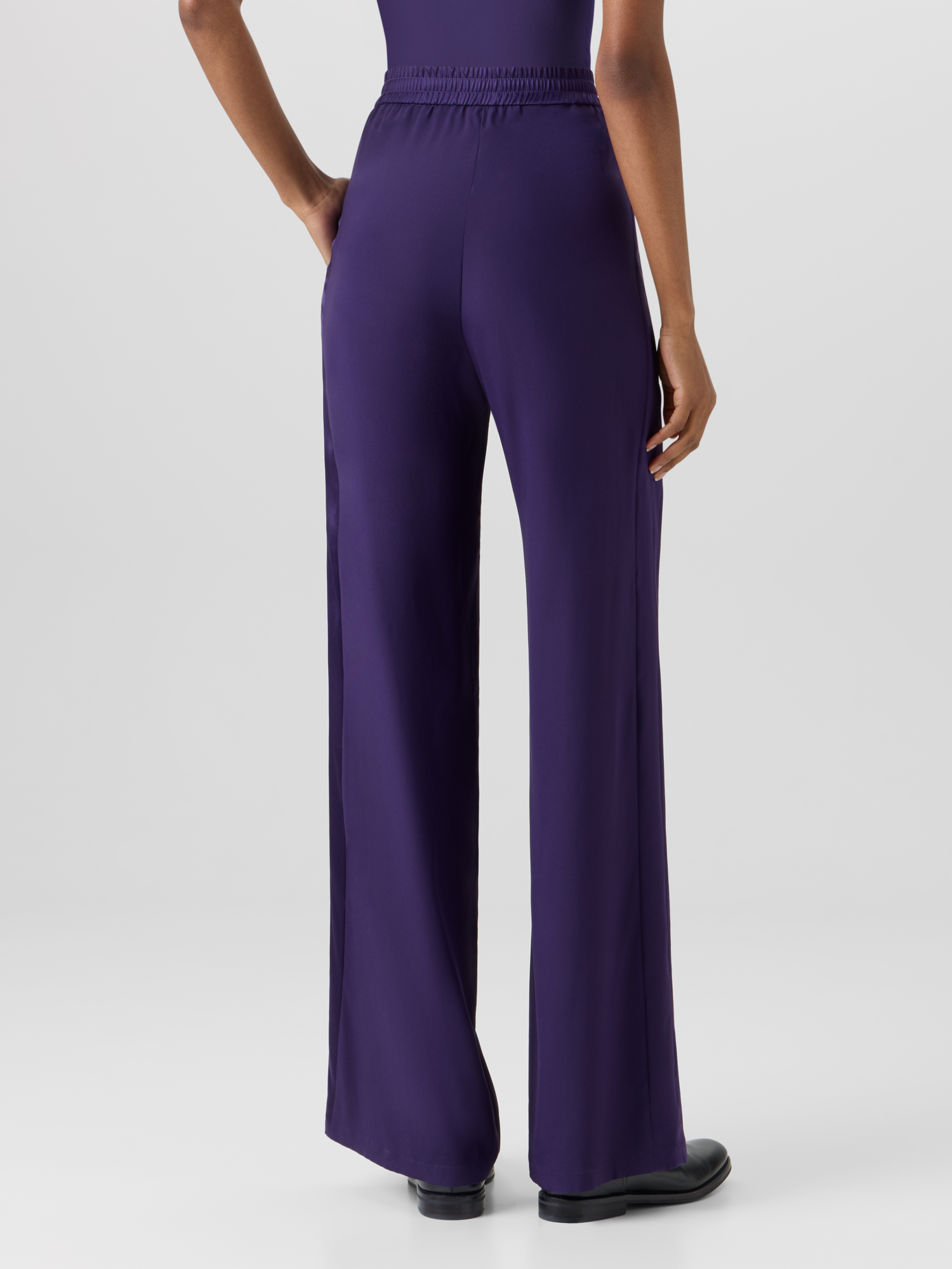 Designer Filibert Straight-Leg Pants in Stretch Silk - purple 