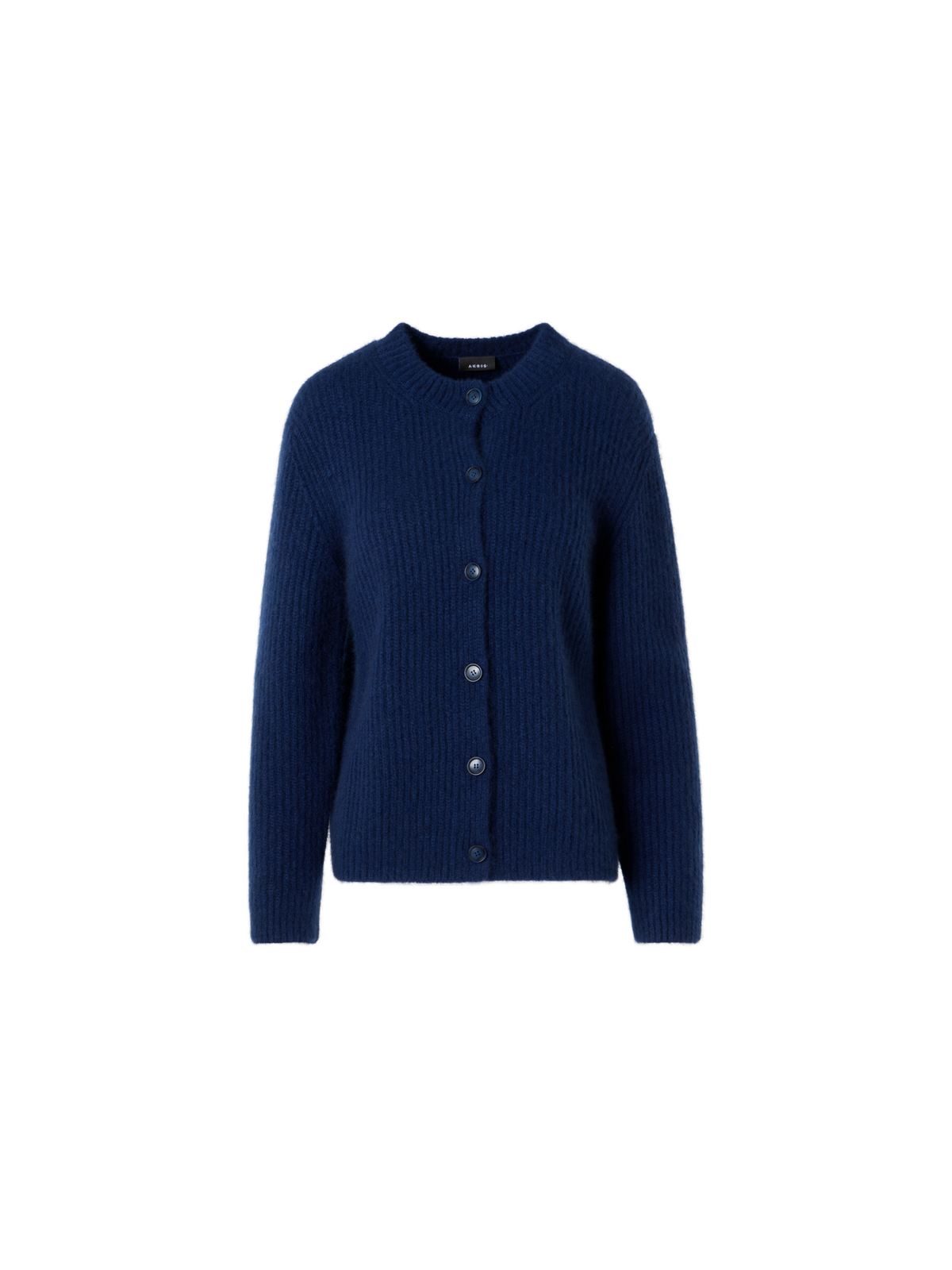 Designer Long-Sleeve Cashmere-Silk Knit Cardigan - blue
