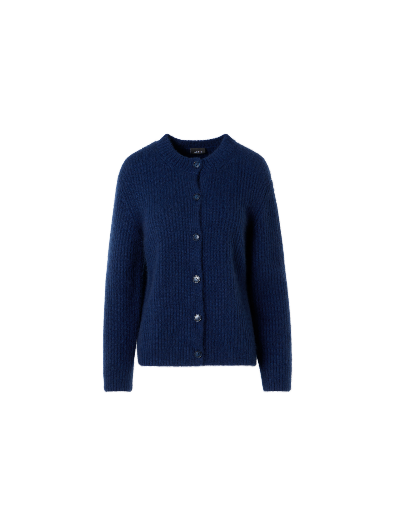 Designer Long-Sleeve Cashmere-Silk Knit Cardigan - blue