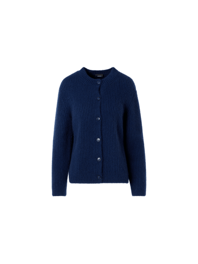 Designer Long-Sleeve Cashmere-Silk Knit Cardigan - blue