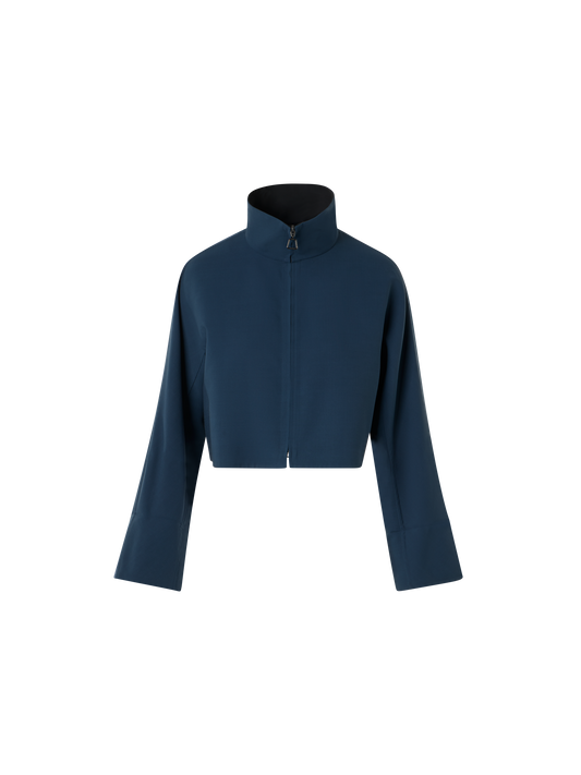 Designer Cropped Jacket in Cotton Double-Face - black - neutral - navy - blue