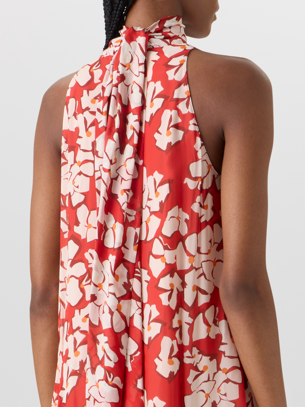 Designer Sleeveless Papercut Flower Midi Dress - red #editorial