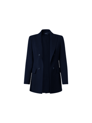Designer Long Jacket in Wool Double-Face - navy - blue