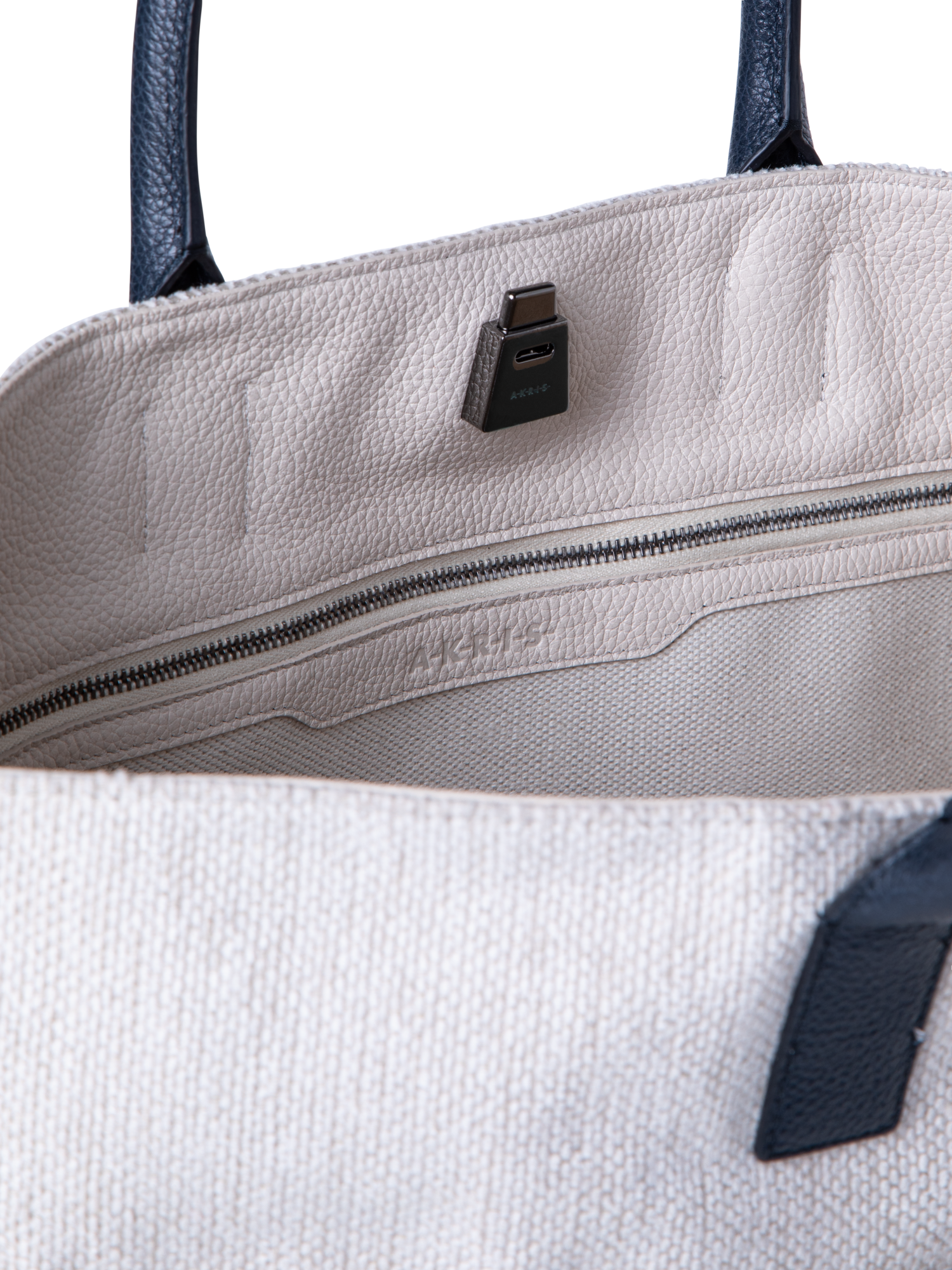 Designer Ai Medium Top Handle Tote - grey - multicolor - blue