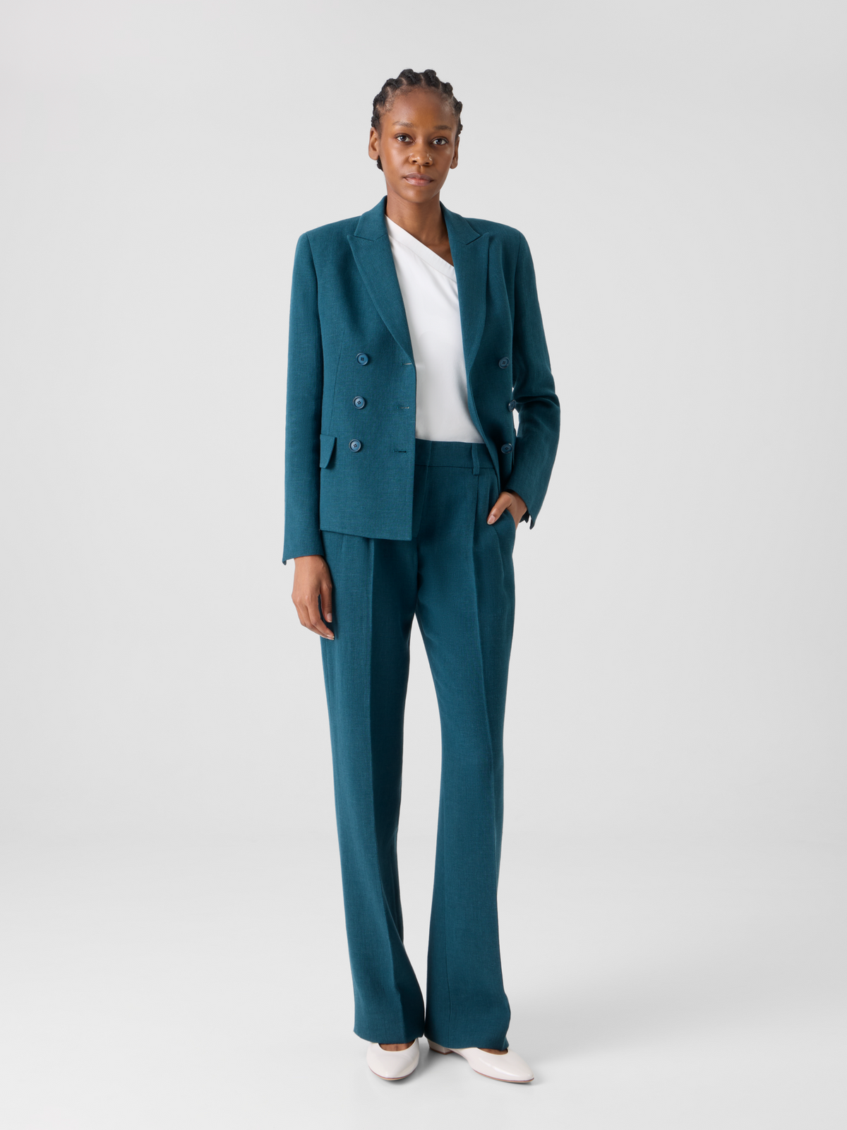 Designer Fabri Straight Pleated Pants - green #editorial