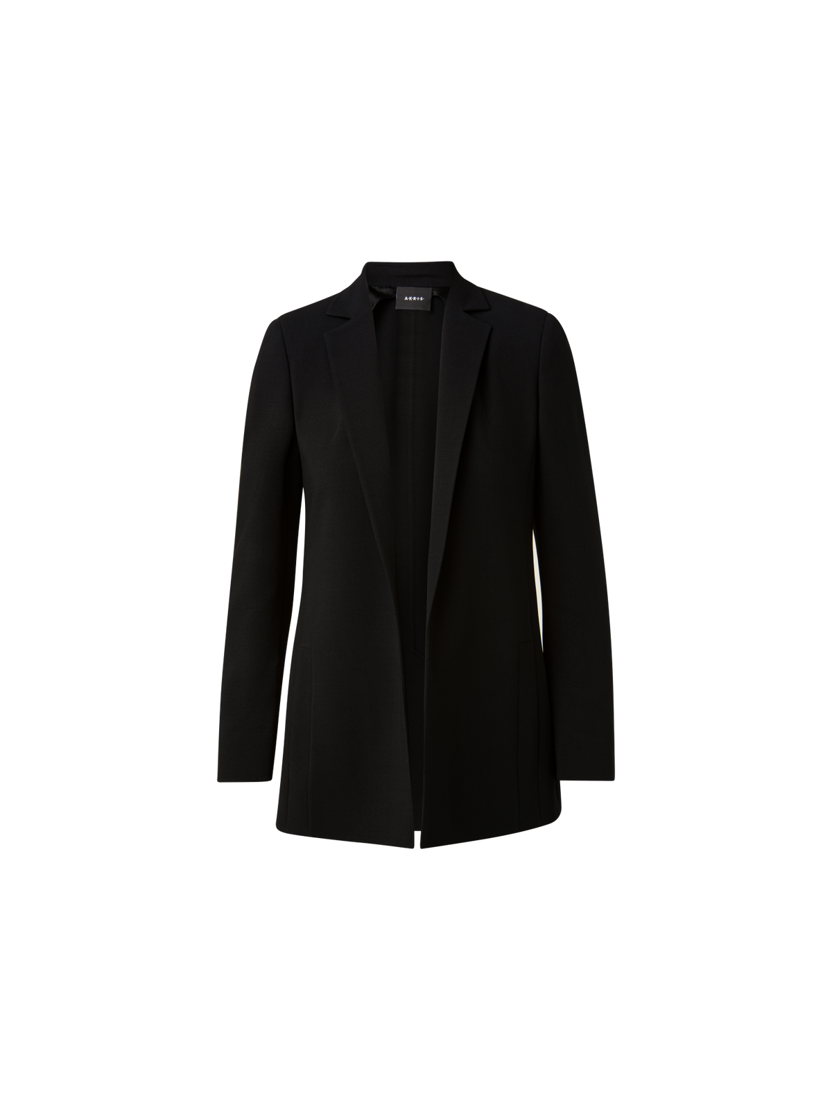 Designer Wool Double-Face Blazer with Elongated Lapel - black