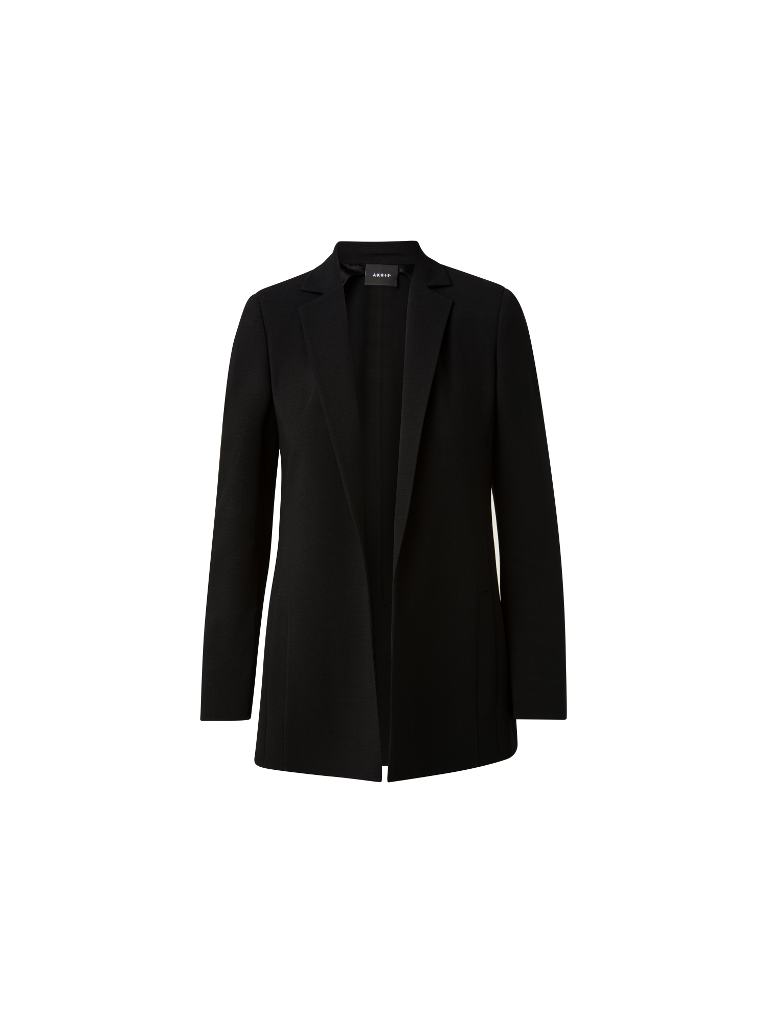 Designer Wool Double-Face Blazer with Elongated Lapel - black