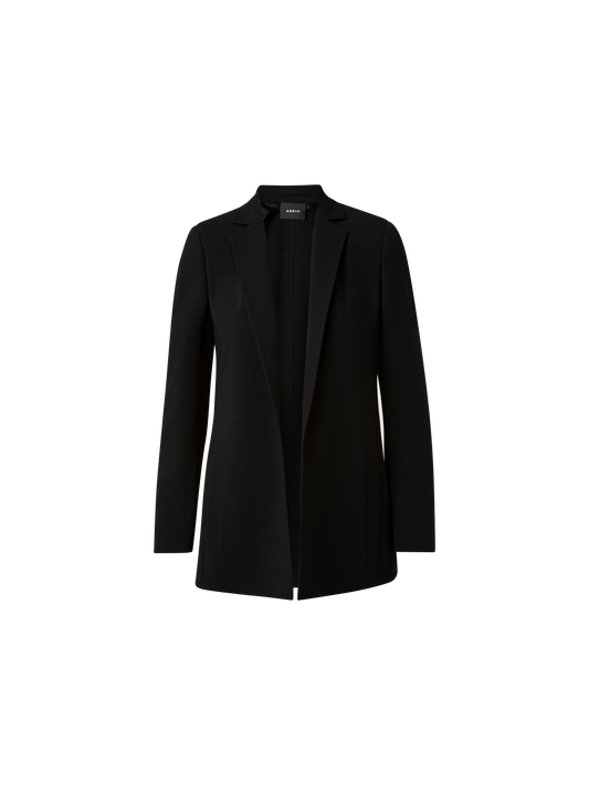 Designer Wool Double-Face Blazer with Elongated Lapel - black