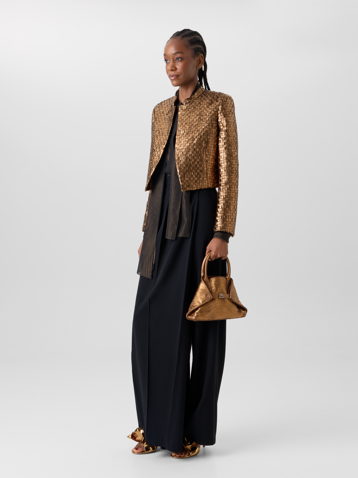 Designer Ai Little Top Handle Tote - gold 