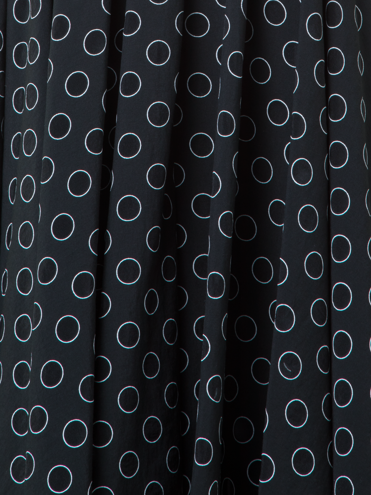 Designer Pleated Midi Skirt in Polka Dot Organzino - black - neutral