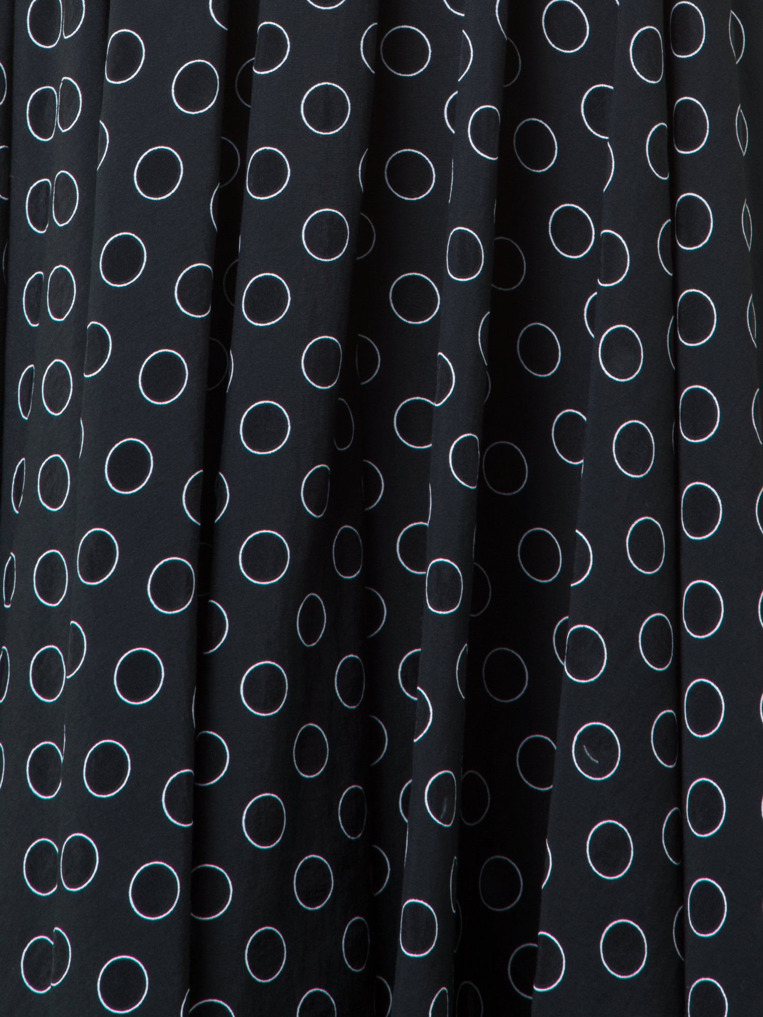 Designer Pleated Midi Skirt in Polka Dot Organzino - black - neutral