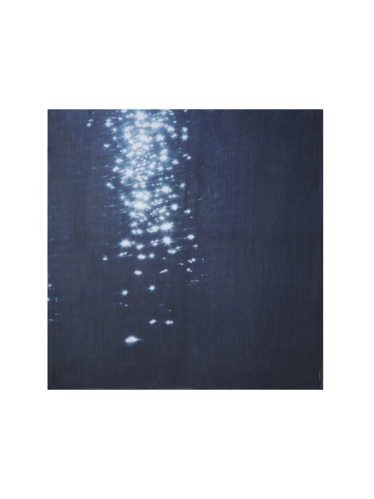 Designer Cotton Silk Reflecting Sun on Water Print Scarf - navy - blue
