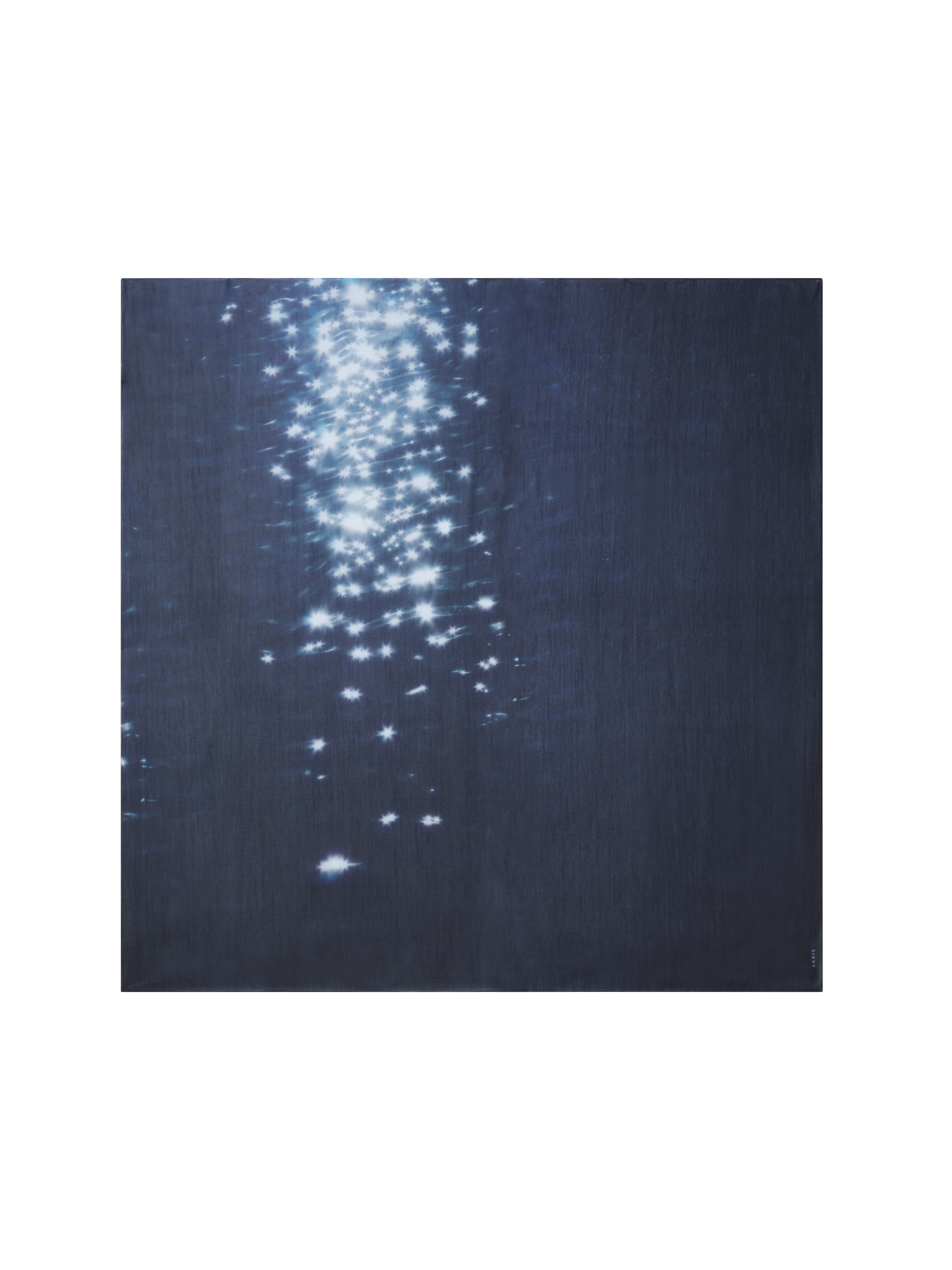 Designer Cotton Silk Reflecting Sun on Water Print Scarf - navy - blue
