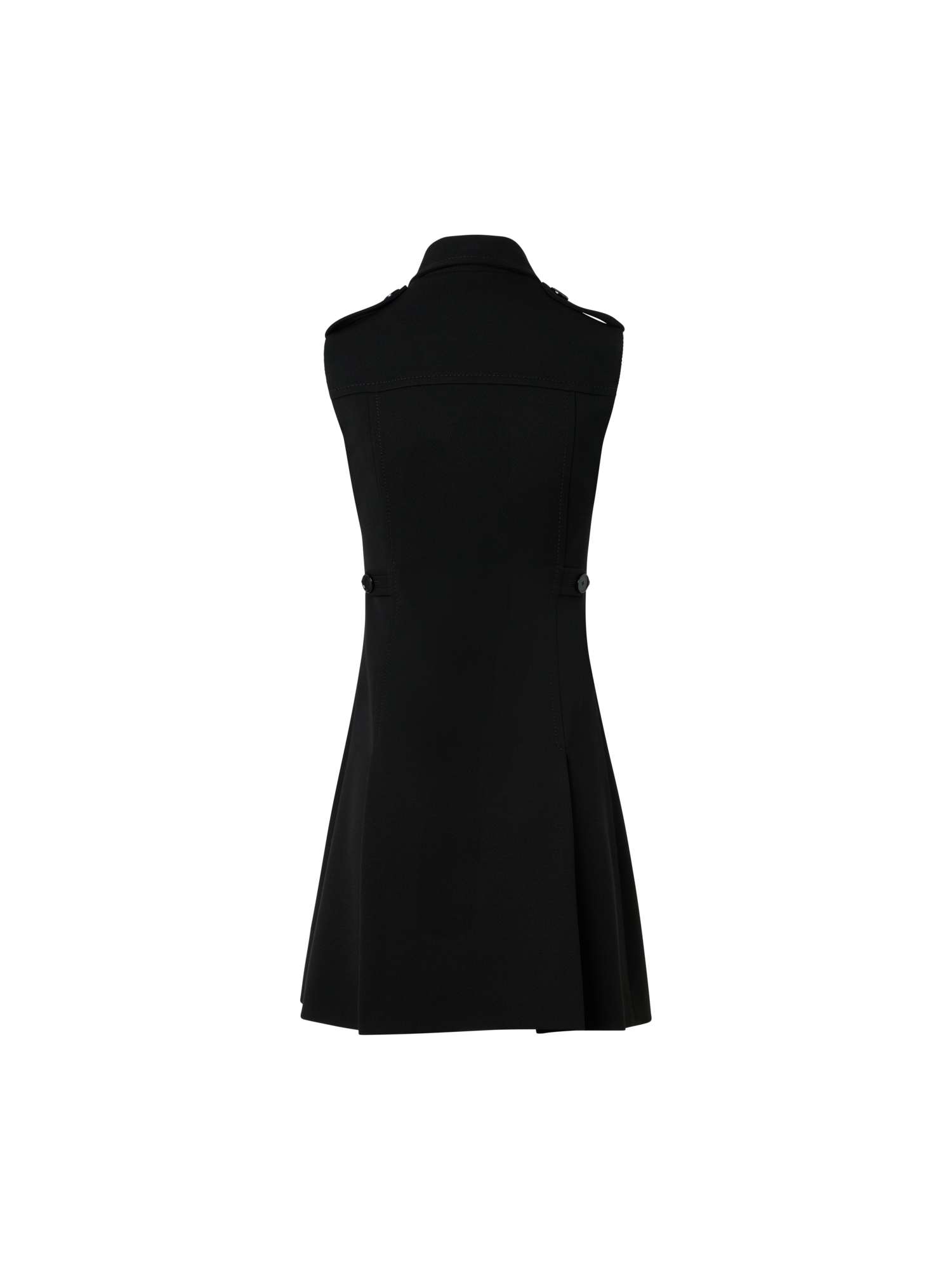 Designer Modern Trench Dress in Wool Tricotine - black