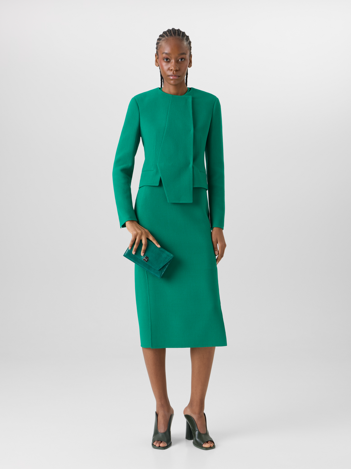 Designer Hemilio Short Jacket in Wool Double-Face - green #editorial
