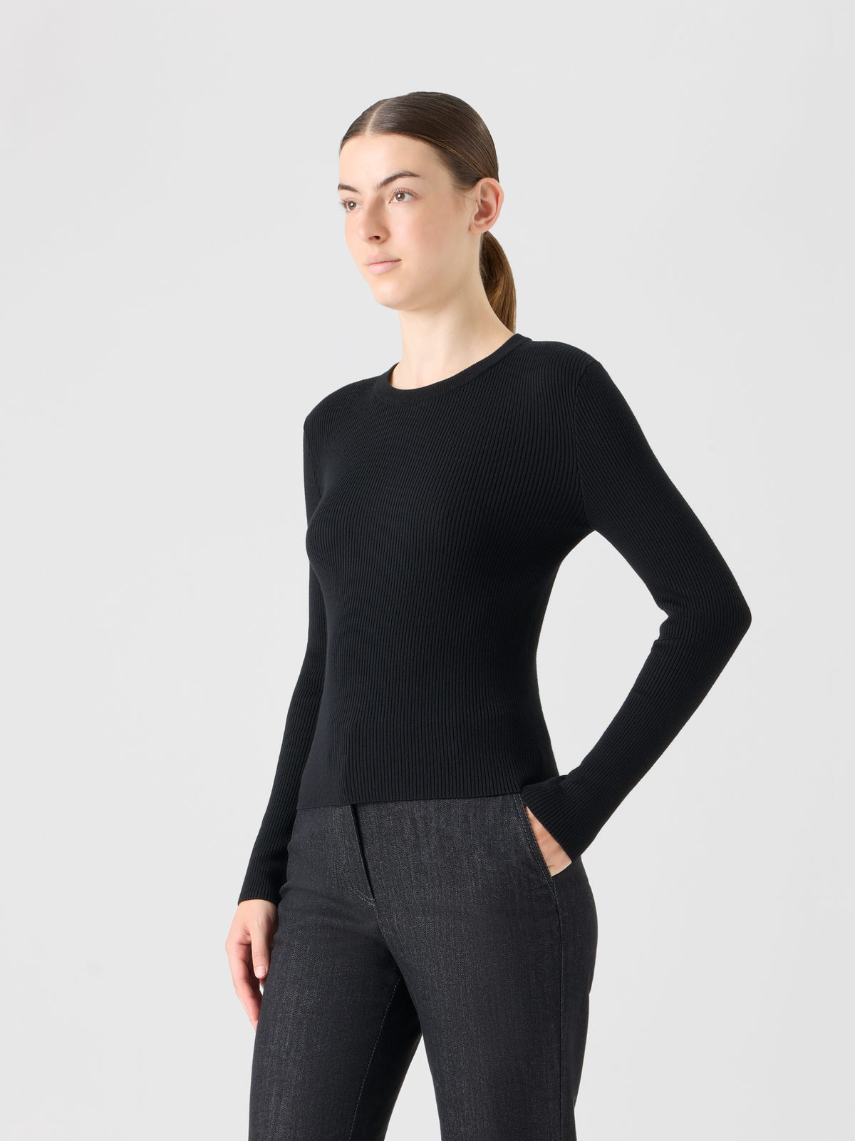 Designer Back Dot Cut-Out Merino Sweater - black #editorial