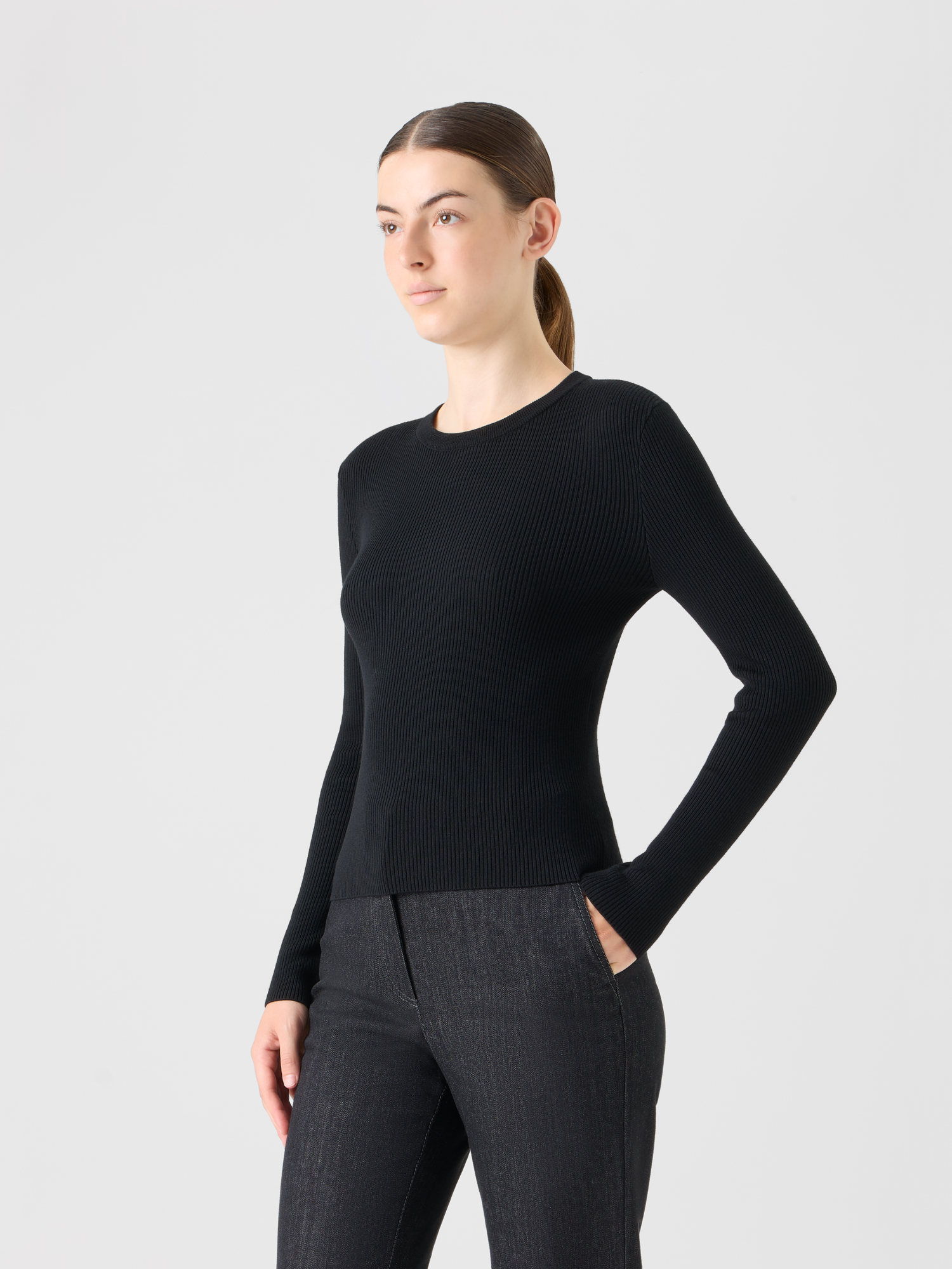Designer Back Dot Cut-Out Merino Sweater - black 