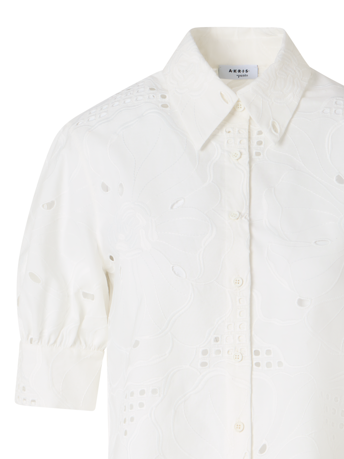 Designer A-Line Flower Eyelet Blouse - ecru