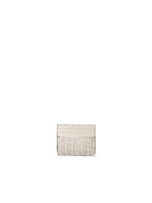 Designer Card Holder in Horsehair and Leather - ecru - beige