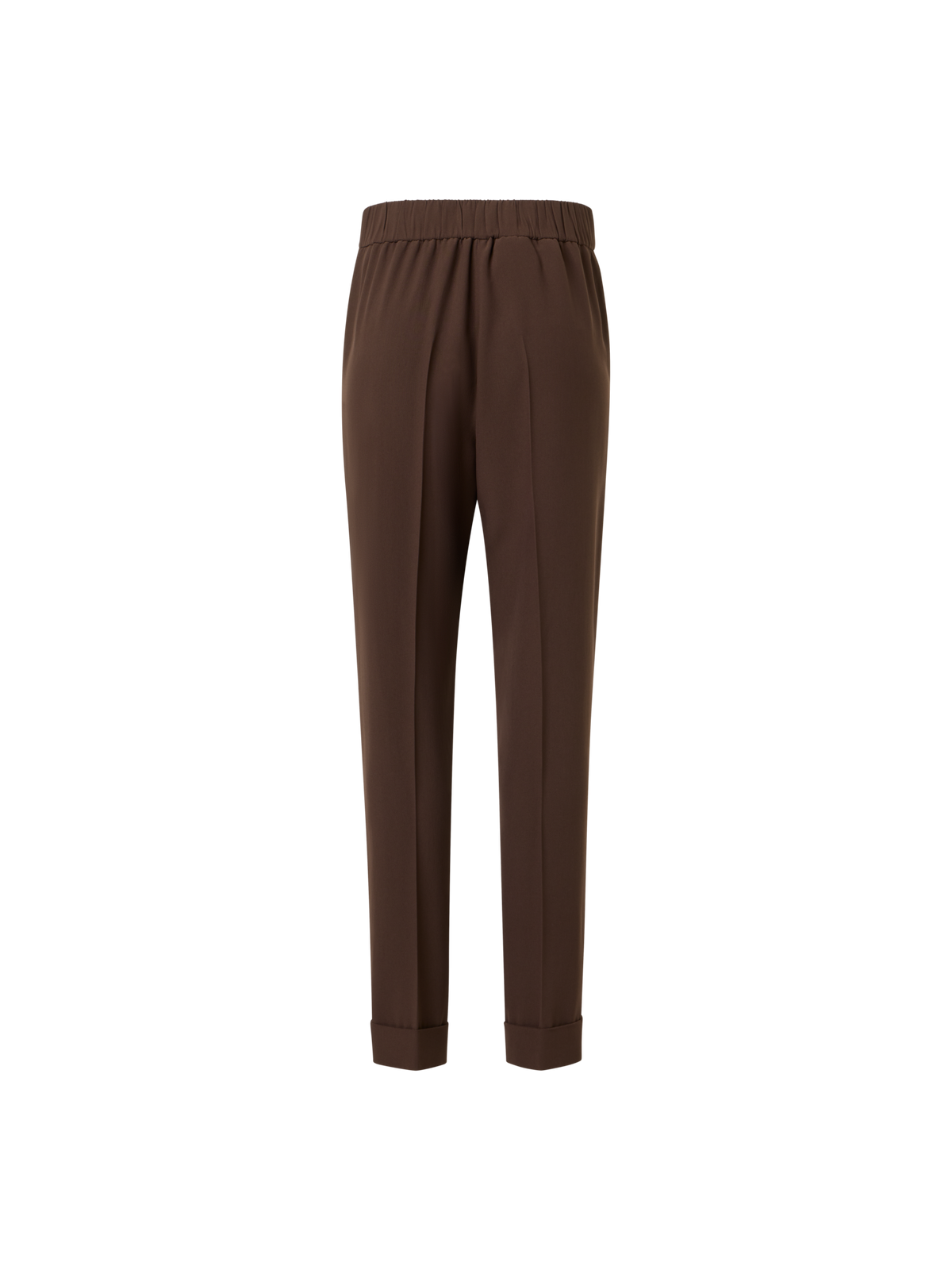 Designer Tapered Ankle Length Pants with Elastic Waist - brown