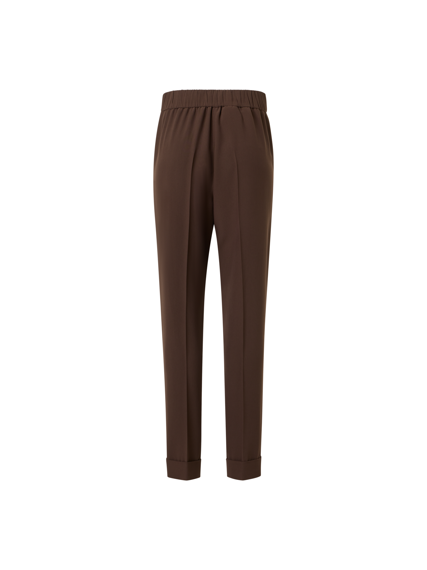 Designer Tapered Ankle Length Pants with Elastic Waist - brown