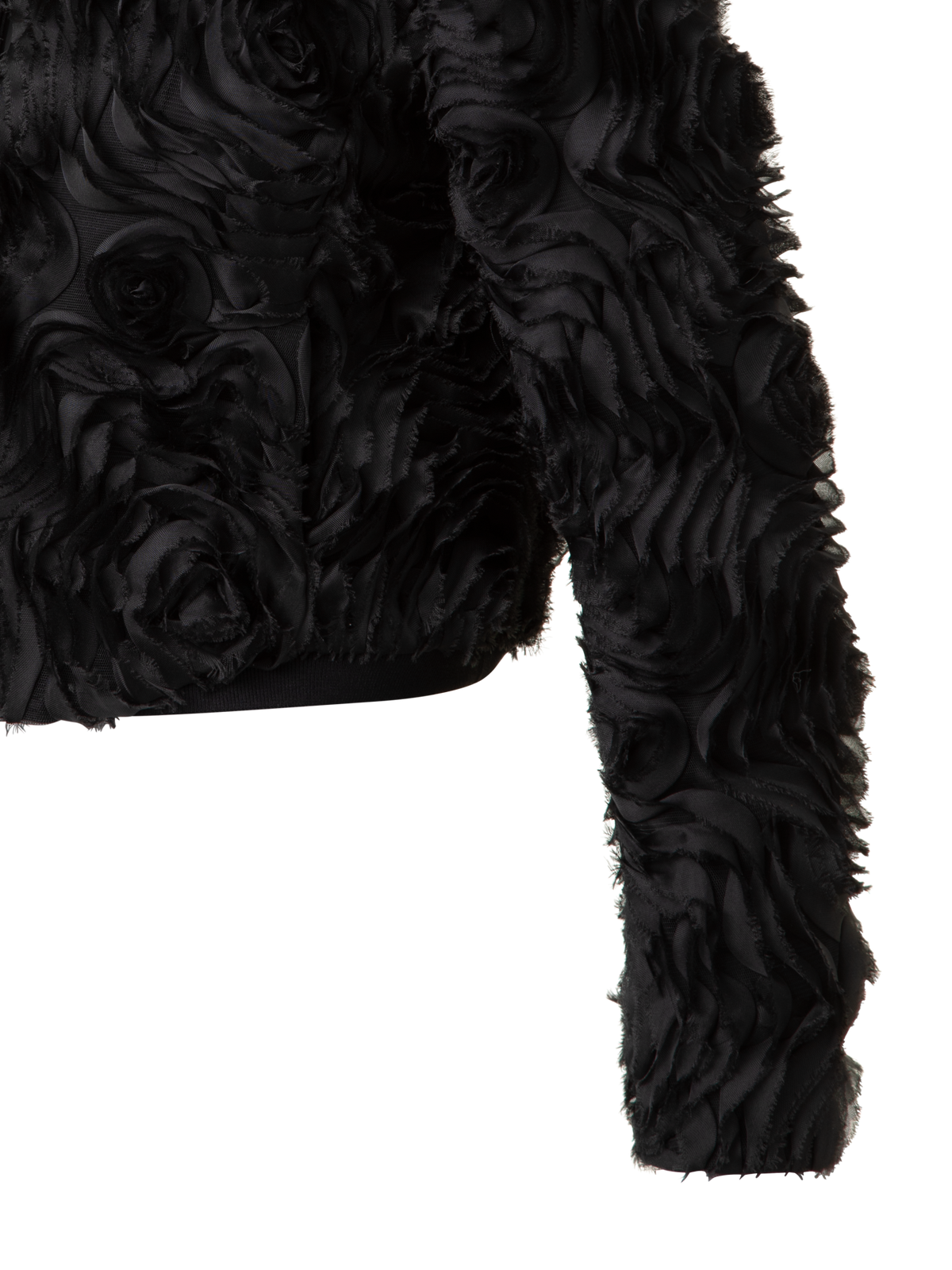 Designer Short Jacket with 3D Carnation Embroidery - black