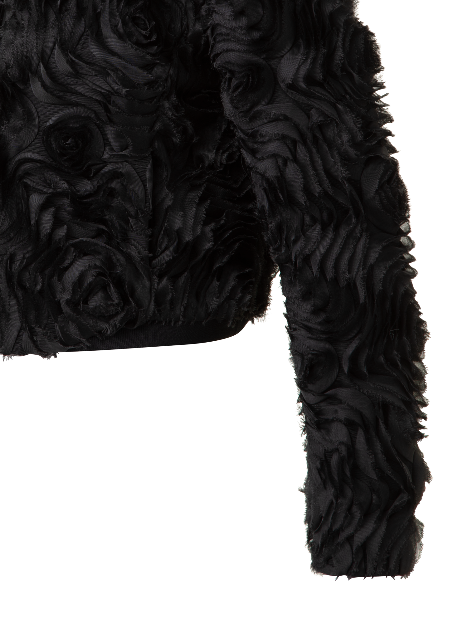 Designer Short Jacket with 3D Carnation Embroidery - black