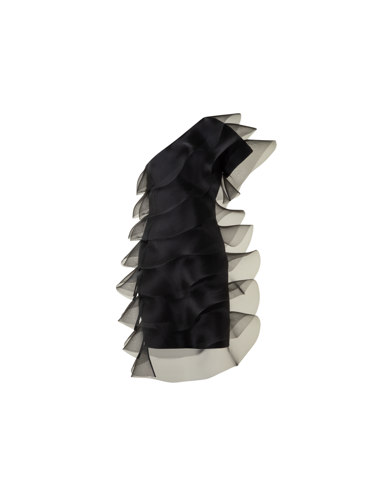 Designer Cotton Silk Cocktail Dress with Waves - black