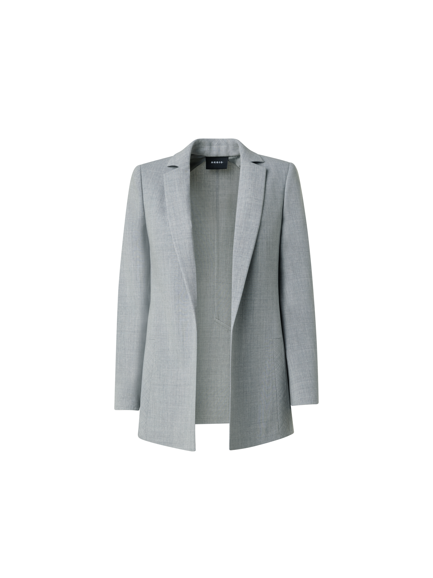 Designer Wool Double-Face Blazer with Elongated Lapel - grey