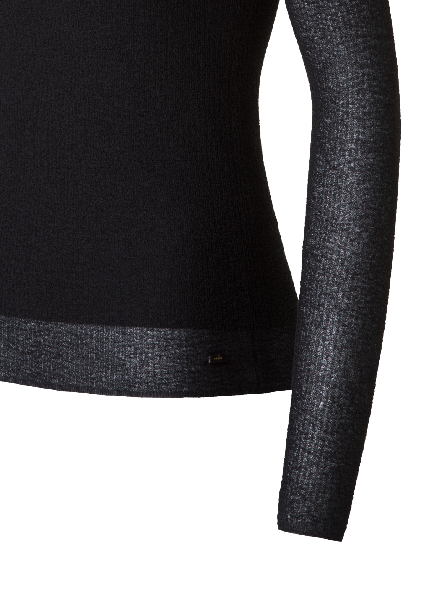 Designer Double Layered Knit Sweater in Sheer Cotton - black