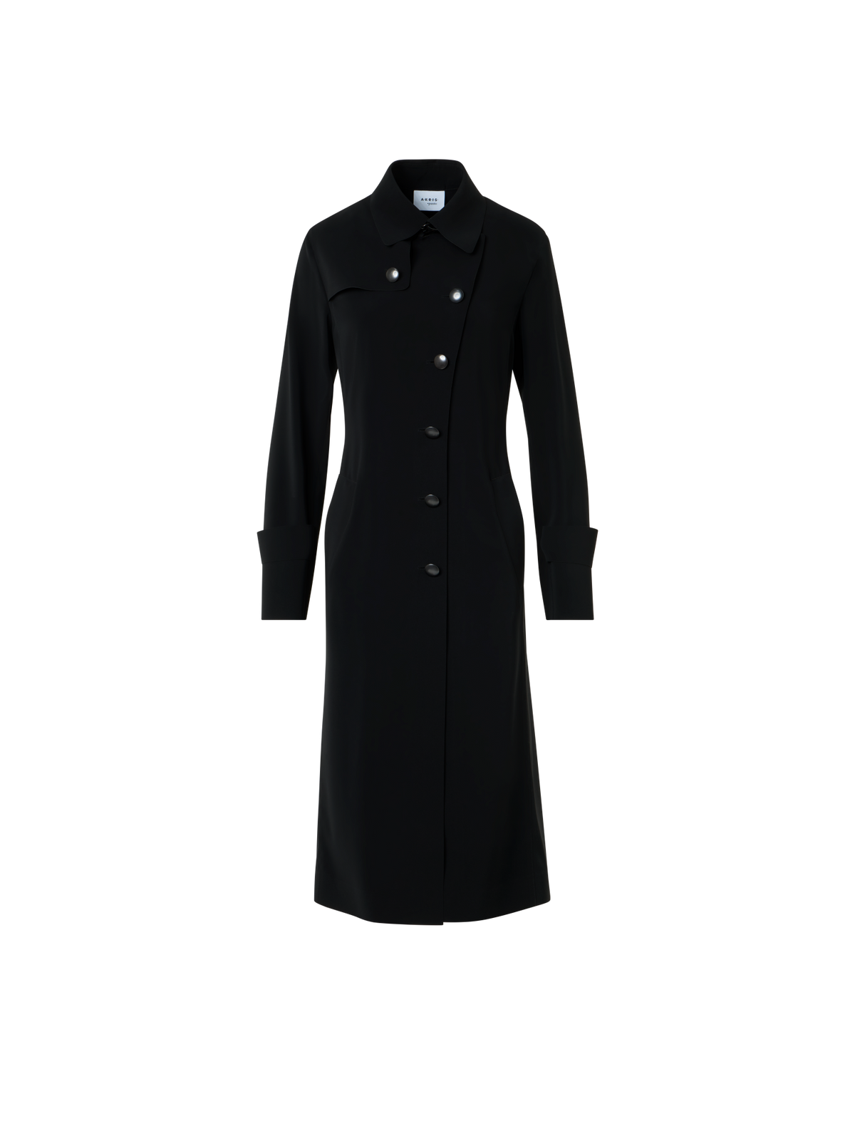 Designer Light Trench Coat in Techno Laser Cut - black