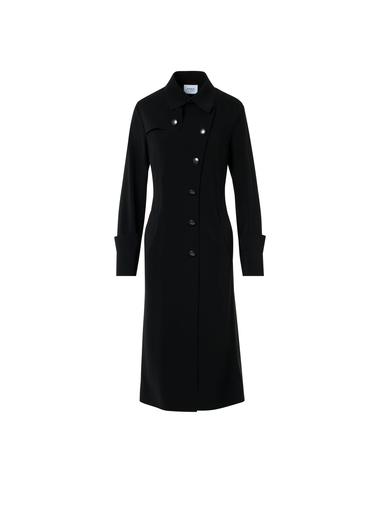 Designer Light Trench Coat in Techno Laser Cut - black
