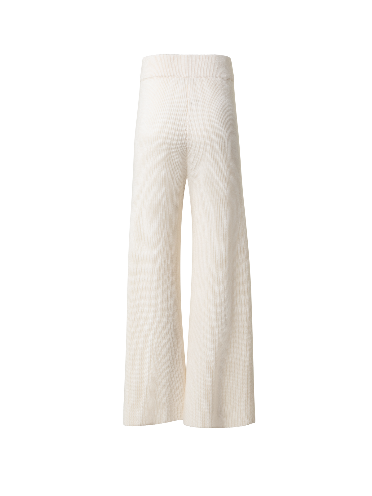 Designer Wide Wool Cashmere Blend Knit Pants - ecru - white