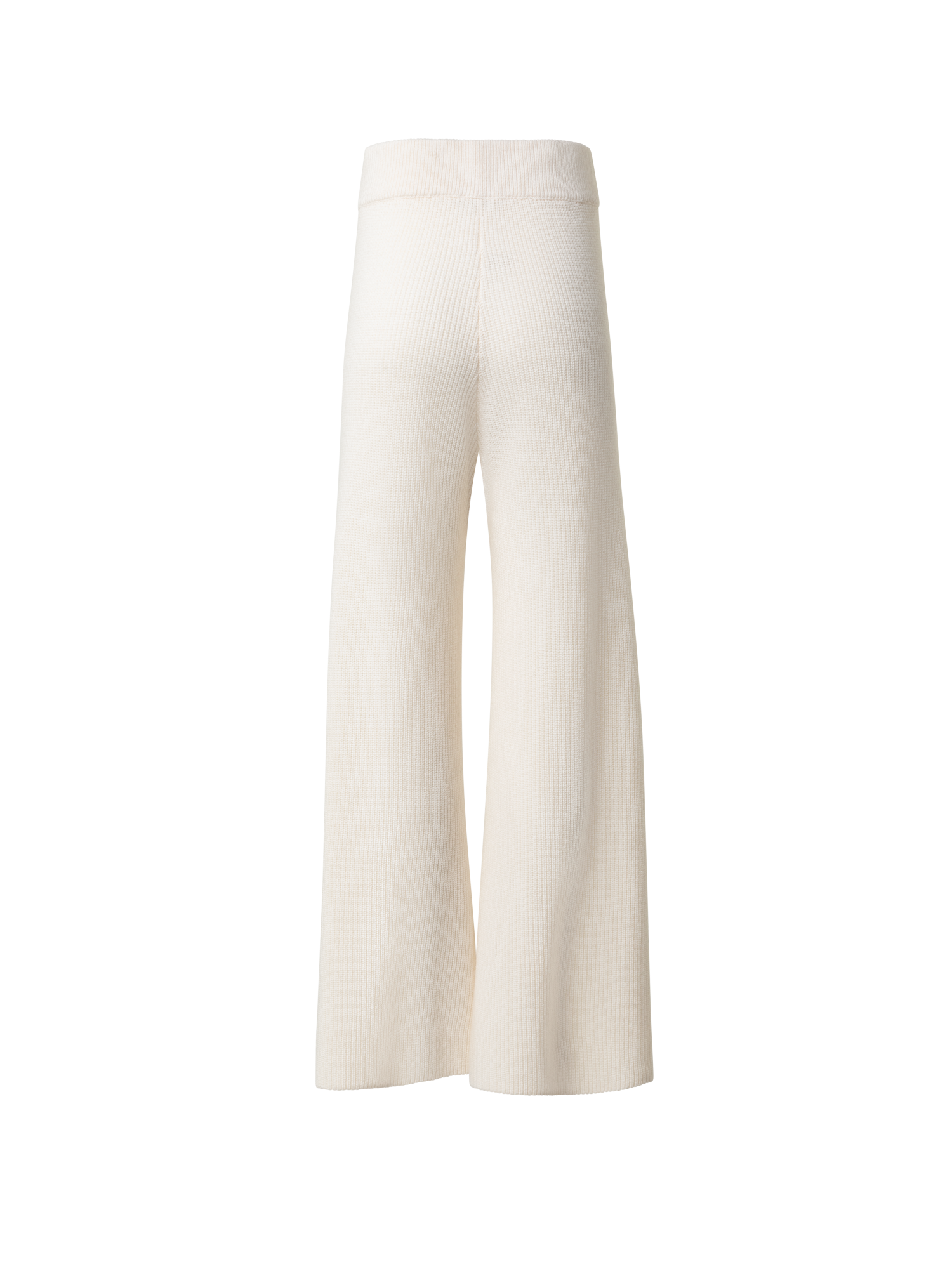 Designer Wide Wool Cashmere Blend Knit Pants - ecru - white