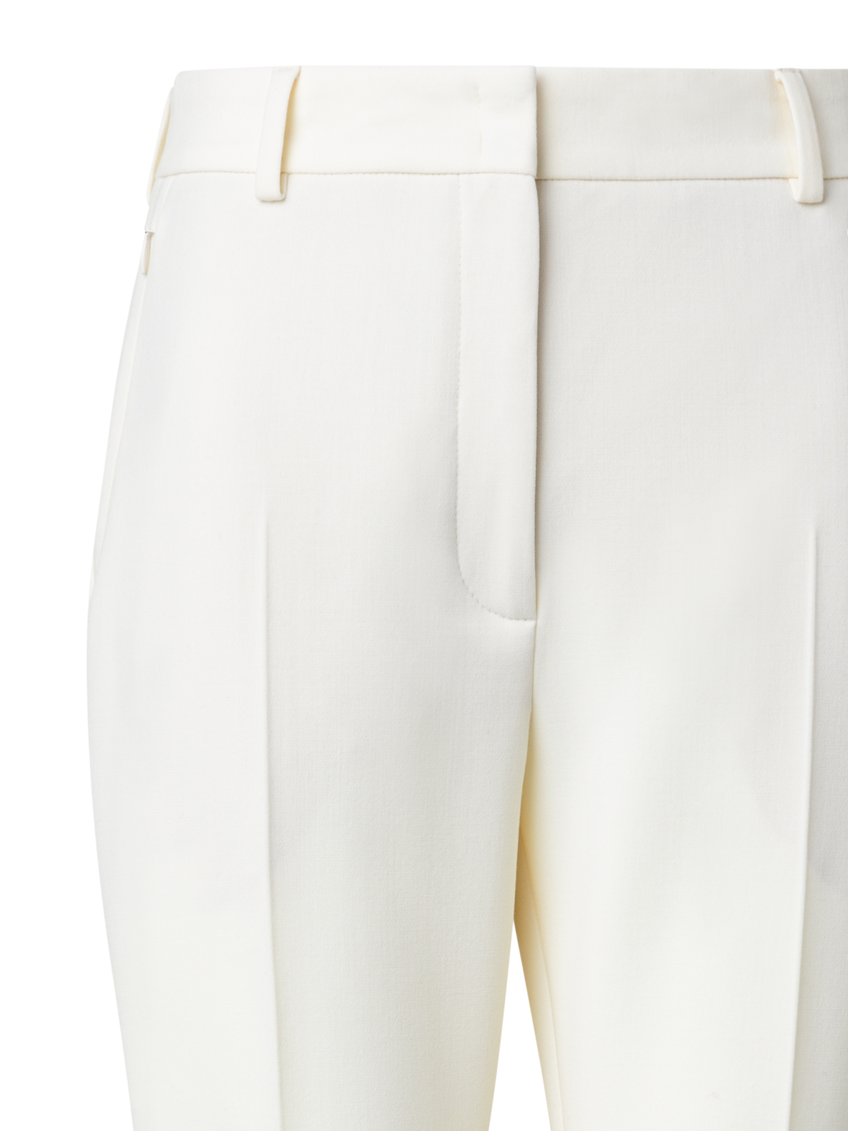 Designer Bootcut Wool Stretch Double-Face Pants - neutral - ecru - white