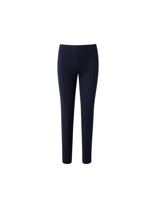 Designer Slim Wool Double-Face Pants - navy - blue