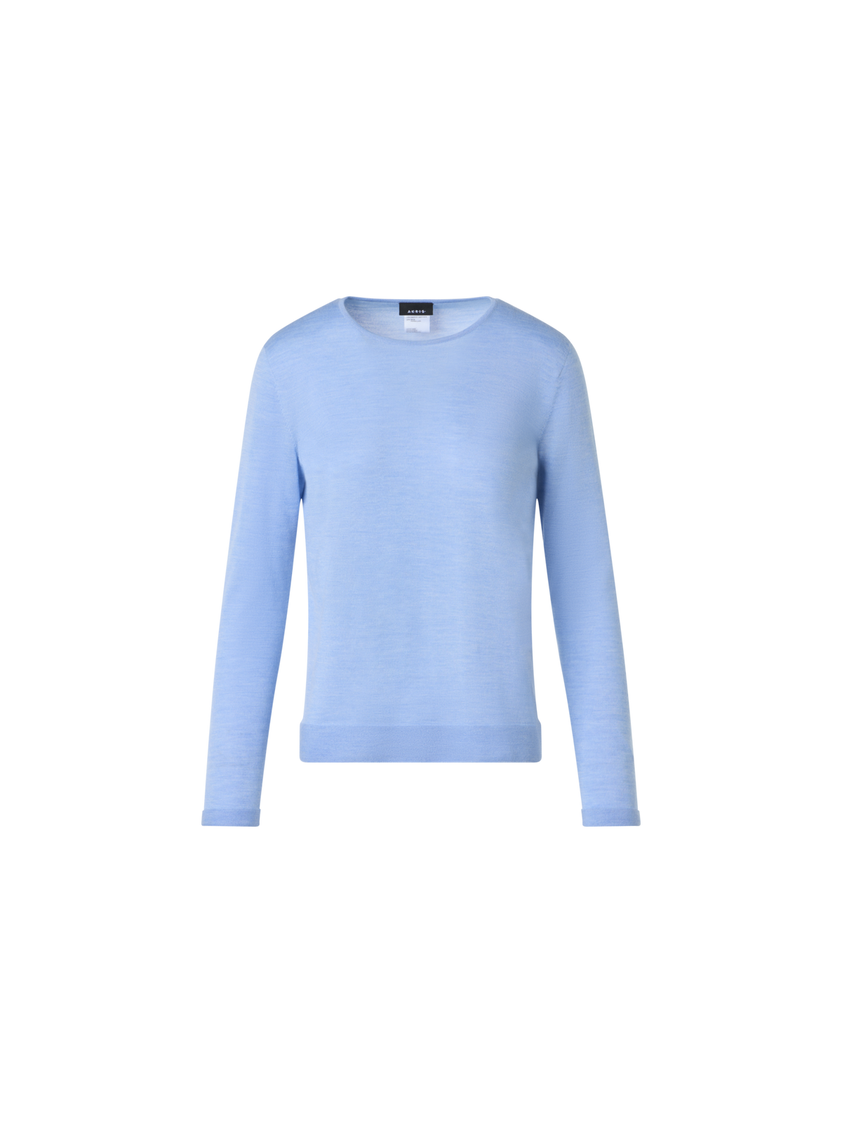 Designer Seamless Crew Neck Sweater in Cashmere Silk - blue