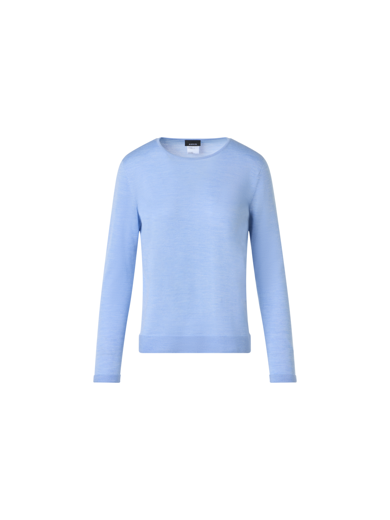 Designer Seamless Crew Neck Sweater in Cashmere Silk - blue