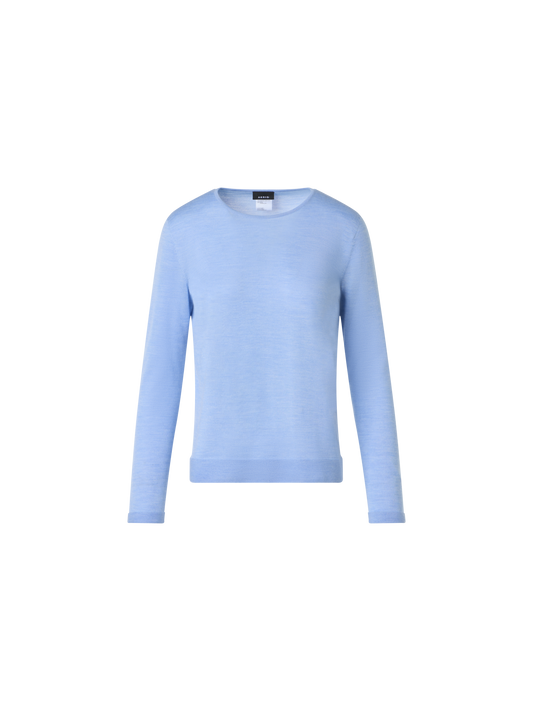 Designer Seamless Crew Neck Sweater in Cashmere Silk - blue