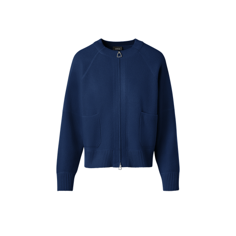 Kaschmir-Piqué Cardigan mit Reissverschluss