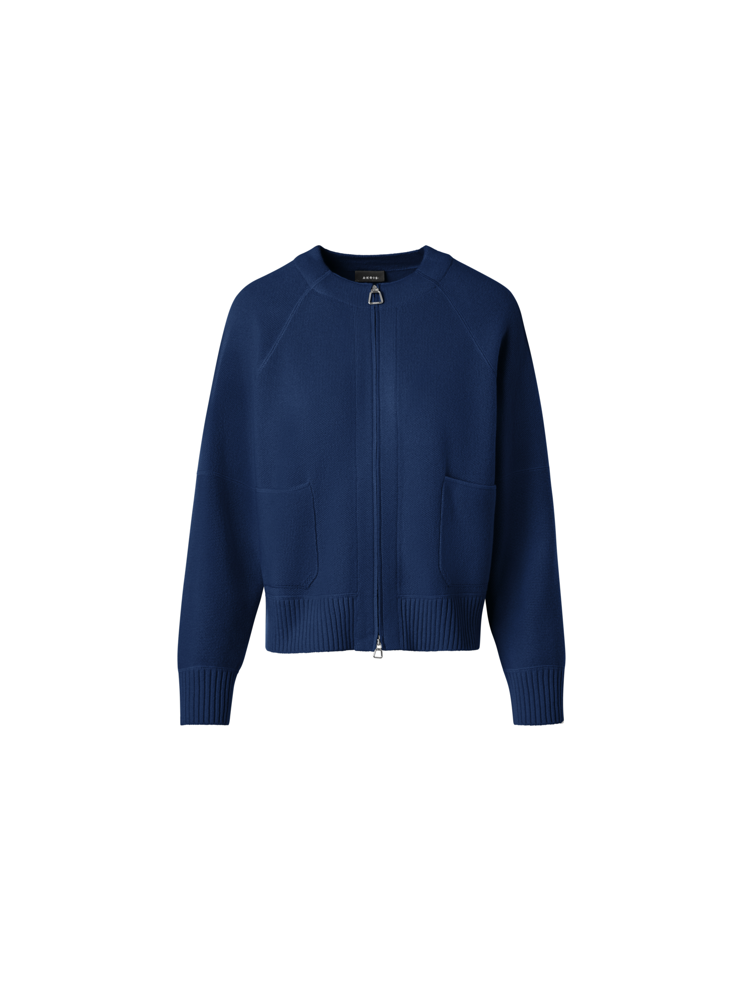 Designer Cashmere Piqué Zip Cardigan - navy