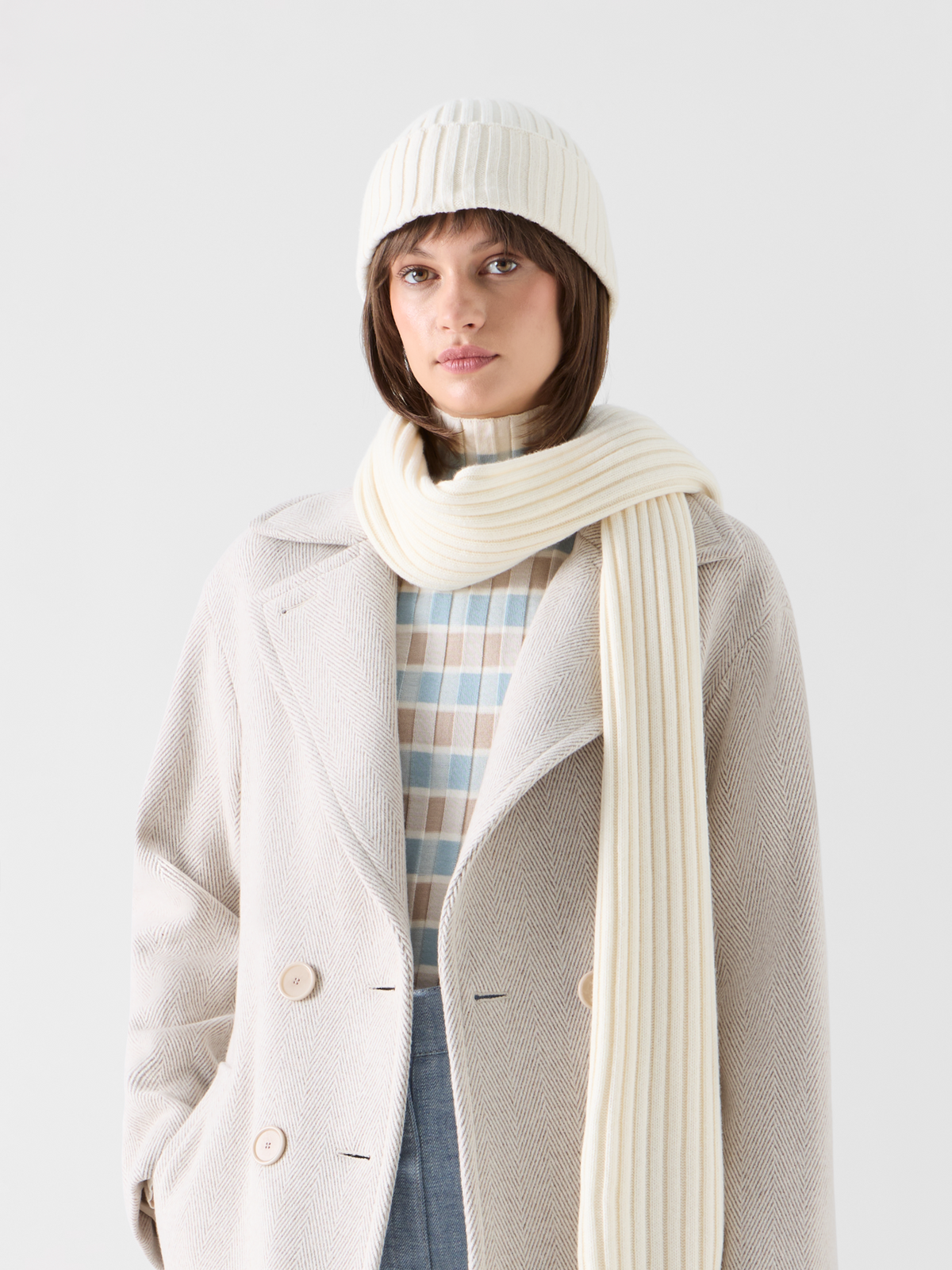 Designer Wool Cashmere Beanie - white #editorial