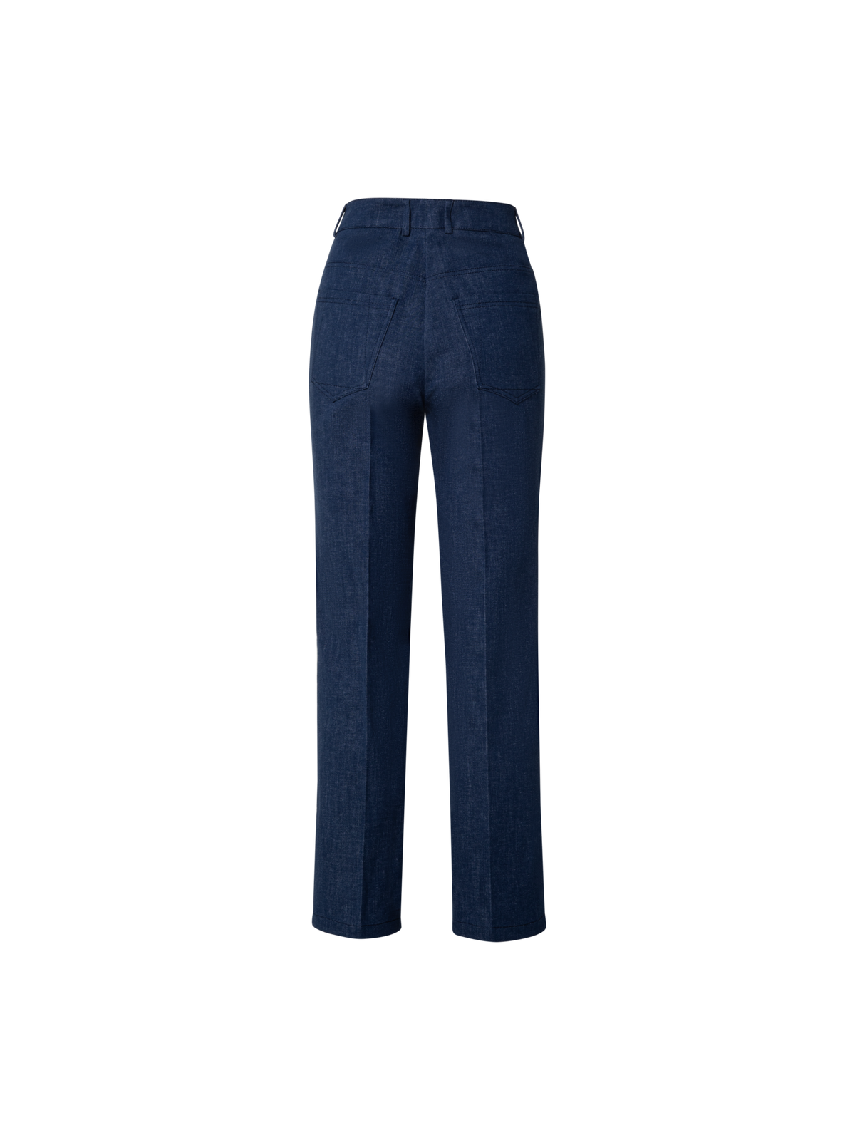 Designer Cropped Straight Cotton Denim Stretch Pants - blue