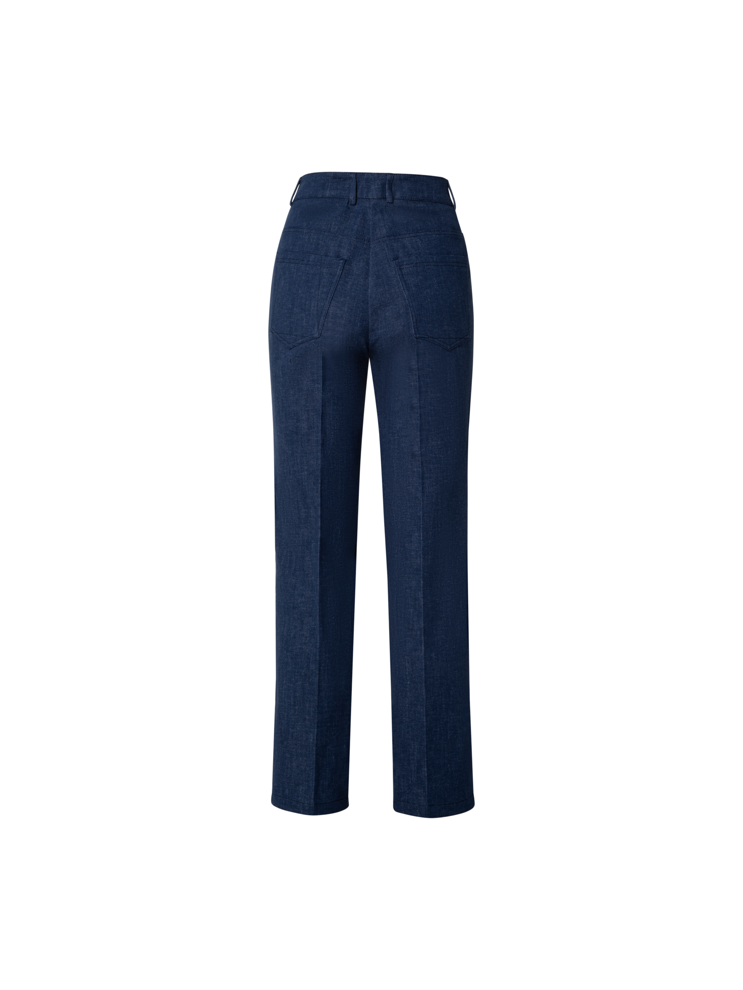 Designer Cropped Straight Cotton Denim Stretch Pants - blue