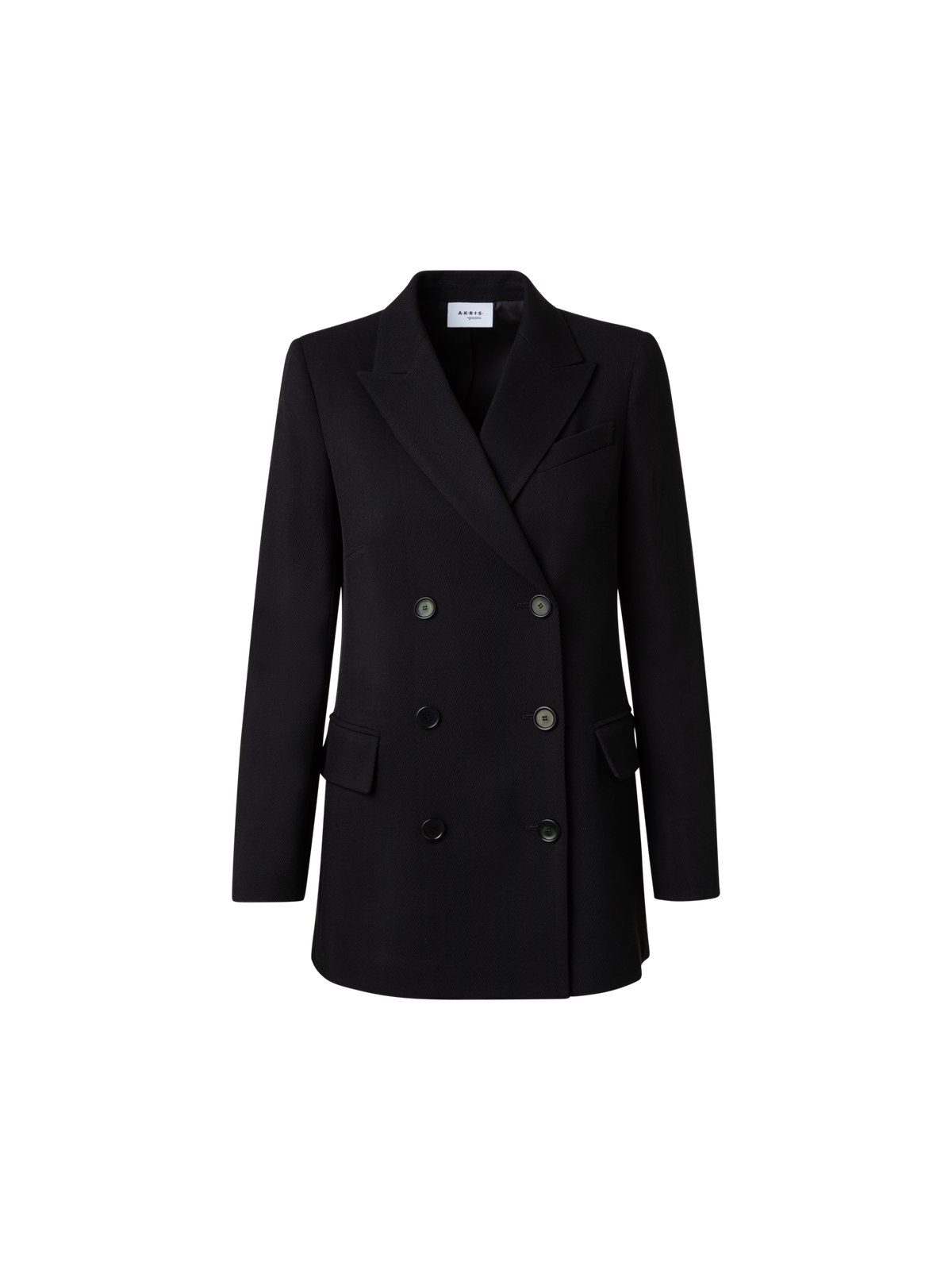 Designer Wool Tricotine Double-Breasted Jacket - black