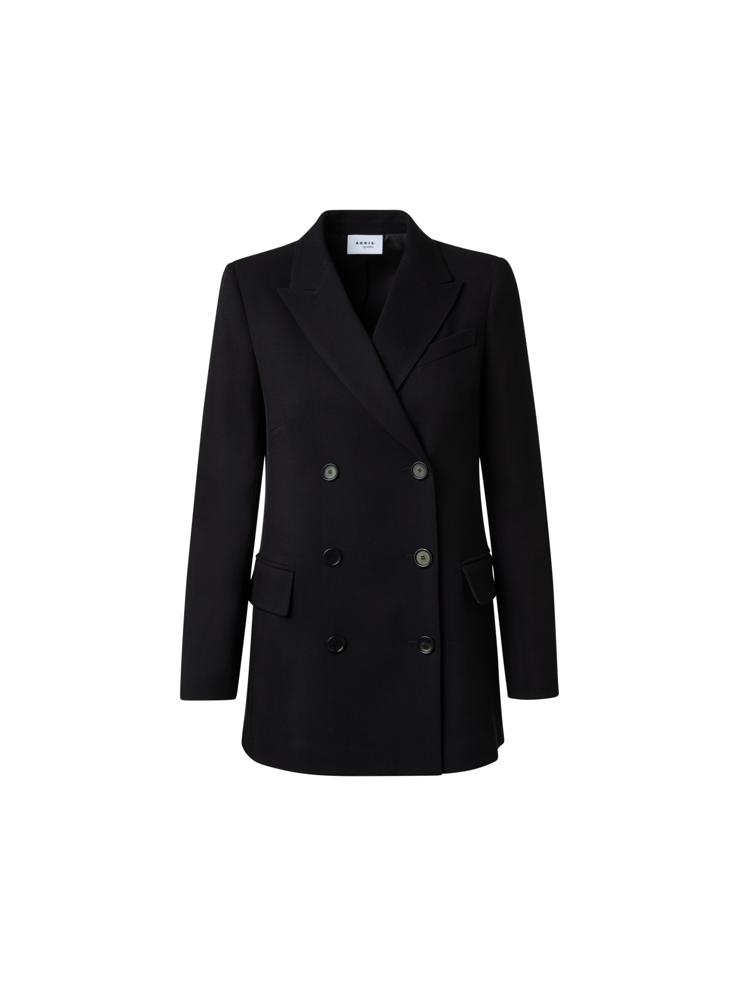Designer Wool Tricotine Double-Breasted Jacket - black